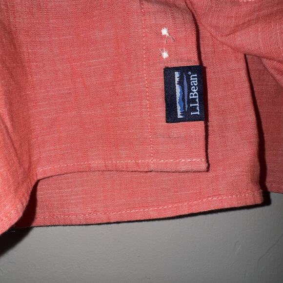 LL Bean Mens Long Sleeve Button Up Shirt XXL-REG 513067 Red Traditional Fit - Picture 4 of 6